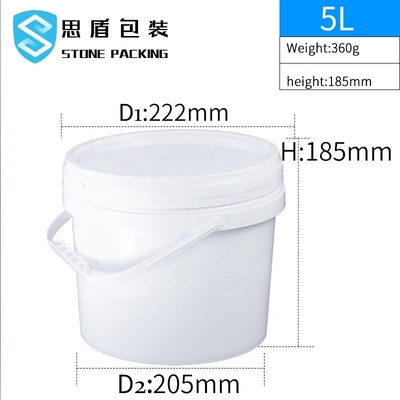 Dia 222mm PP White 5L عبوات بلاستيكية دائرية كيميائية 360g