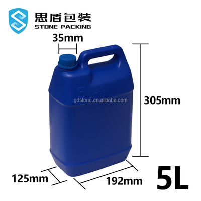 زجاجة بلاستيكية كيميائية يومية 35 مم HDPE 5 لتر طبل بلاستيك 192 * 125 * 305 مم