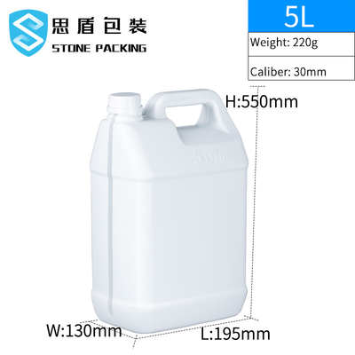 عيار 30 ملم HDPE زجاجة بلاستيكية 5 لتر طبل بلاستيك 220 جرام