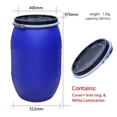 HDPE 55 جالون برميل أزرق حاويات كيميائية بلاستيكية ISO9001