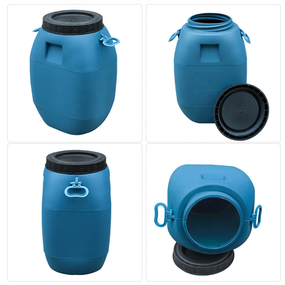 HDPE 100٪ 60L الأزرق HDPE حاوية بلاستيكية طبل مع غطاء
