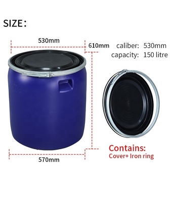 150L HDPE PP عبوات كيميائية بلاستيكية معدنية