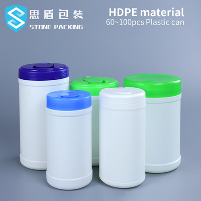 غطاء برغي شفاف HDPE مناديل مبللة عبوة بلاستيكية 900 جرام