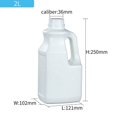 زجاجة بلاستيكية OEM ODM 2L HDPE للمنتجات الكيميائية 121 * 102 * 150mm